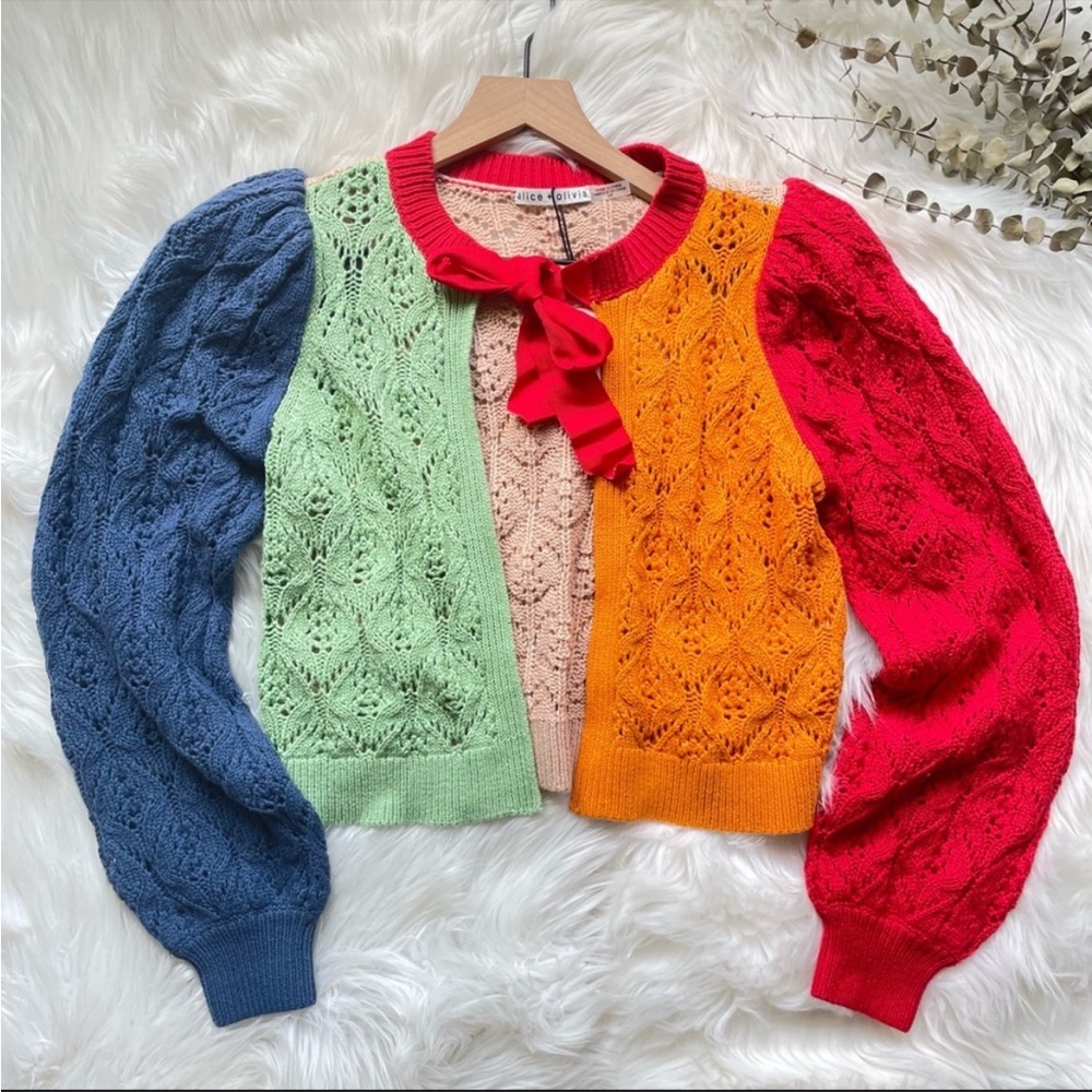 Alice + Olivia Kitty Puff Sleeve Cardigan Sweater S NWT - Picture 8 of 16
